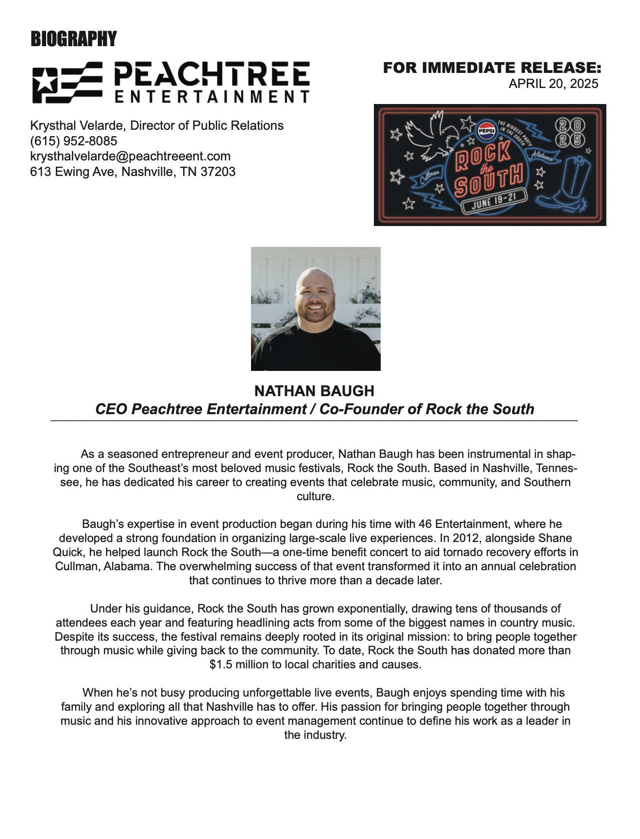 Nathan Baugh executive biography