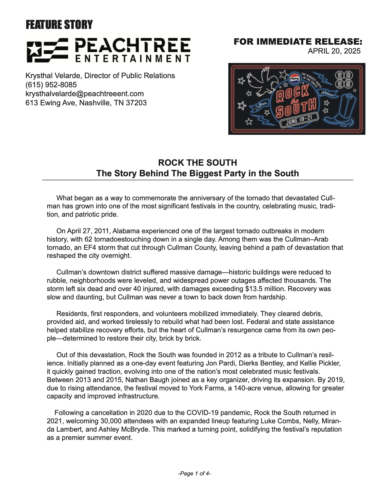 Rock The South 2025 feature story document