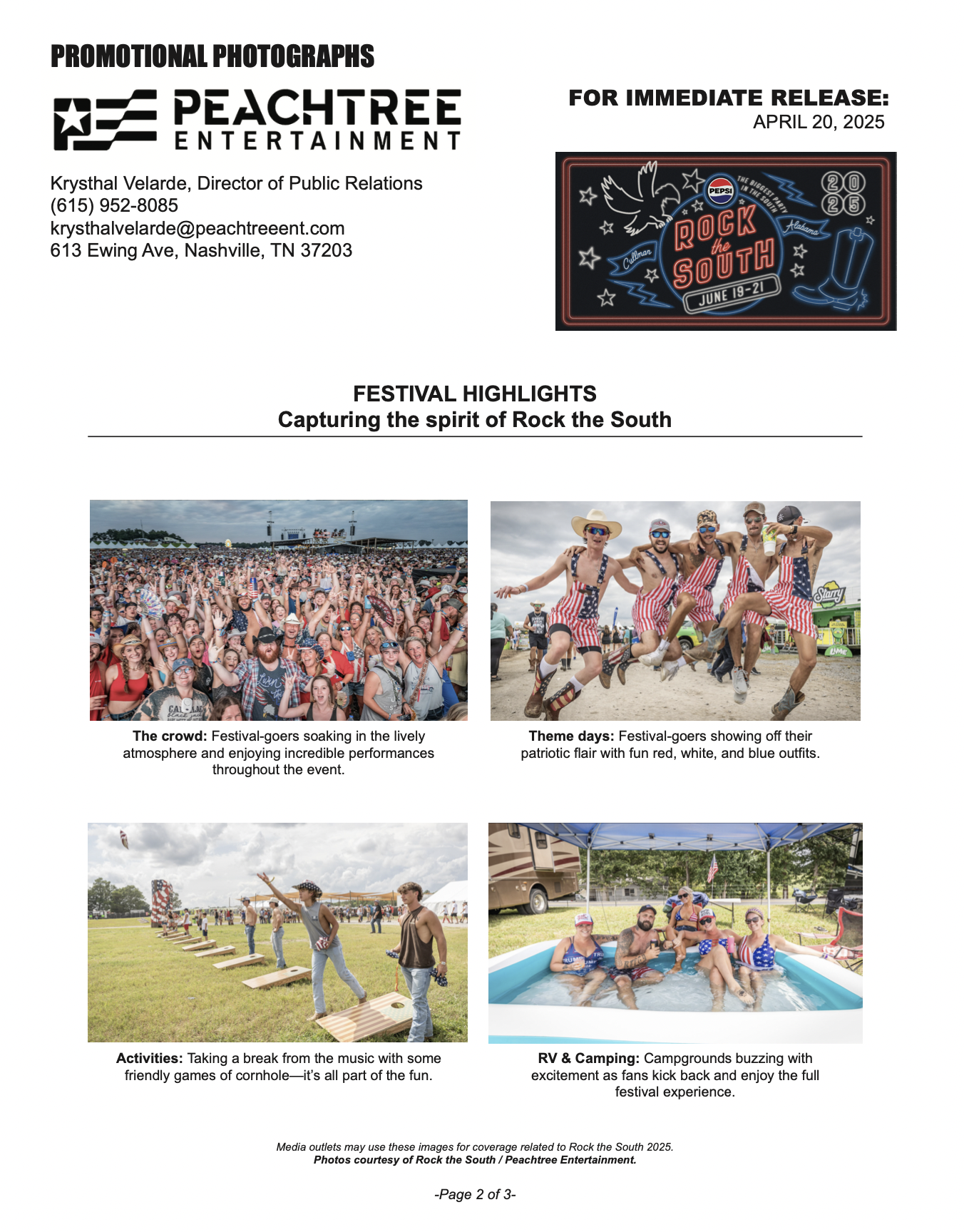 Rock The South 2025 promotional photography sheet
